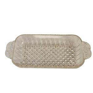 Anchor Hocking Glass Tray 197 HOBNAIL Clear Relish Pickle Dish Swirl Tab…​​​